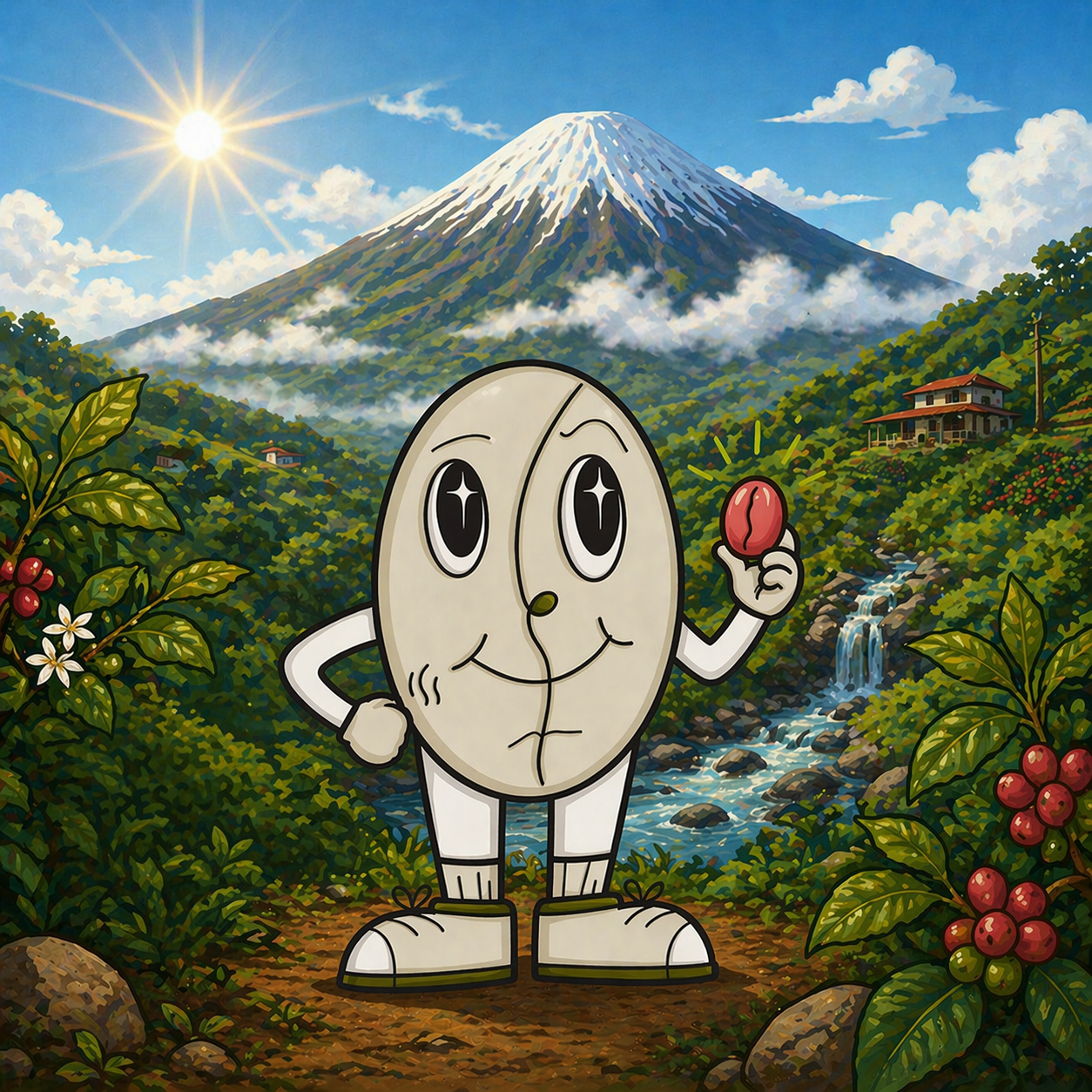 Mascota Kaffa & CO en la montaña